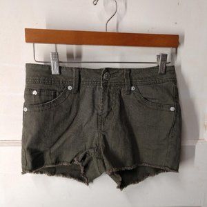 Wallflower, Frayed Hem, Shorty Shorts Size 7- Army Green